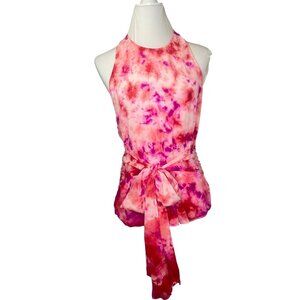 Trina Turk Silk Blouse NEW Water Color Tie Dye Ladies Size MED Halter Style